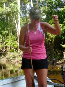 A piranha I caught with a stick, string and hook on the Amazon in Peru.