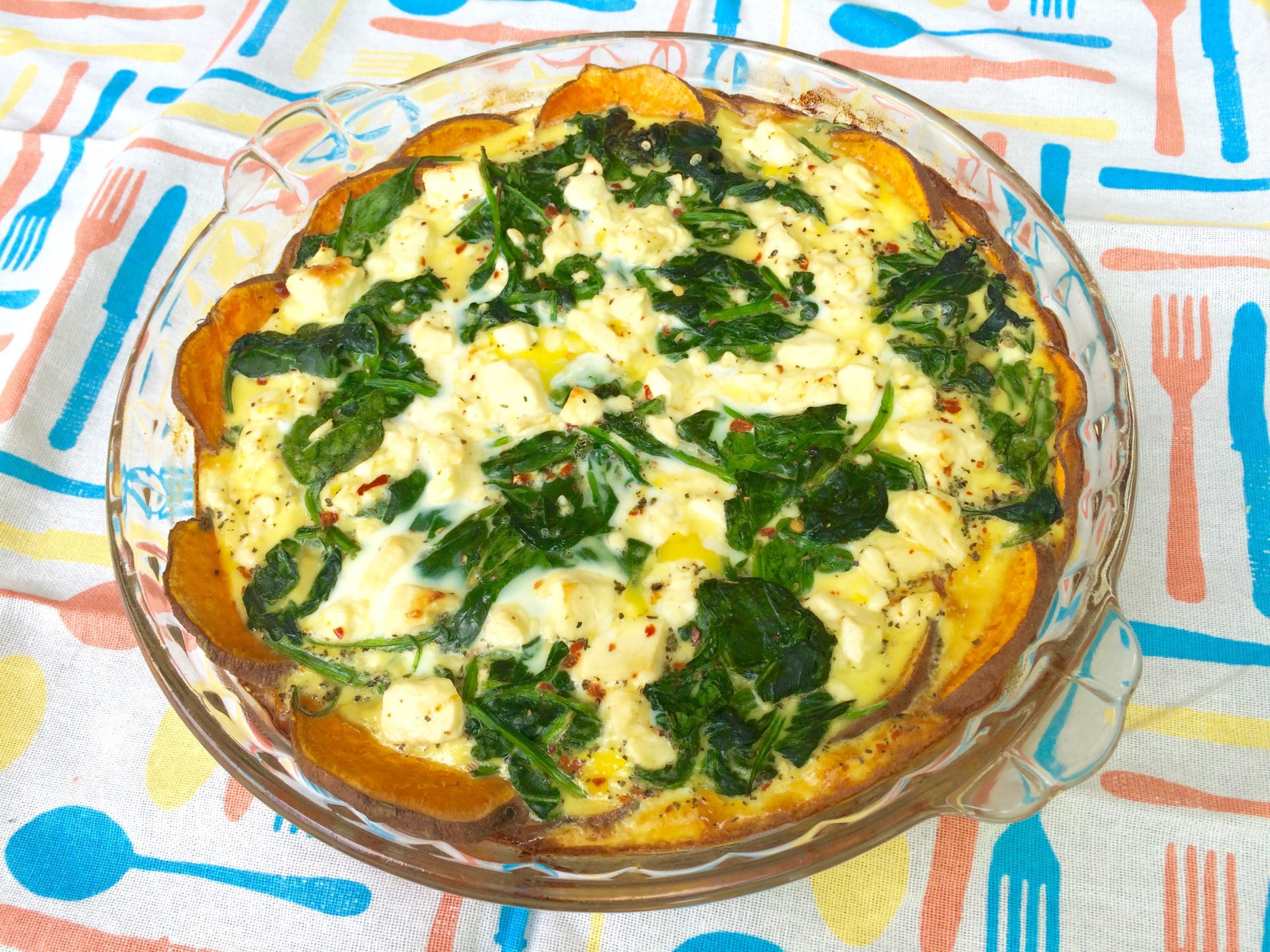 Spinach & Feta Quiche with Sweet Potato Crust