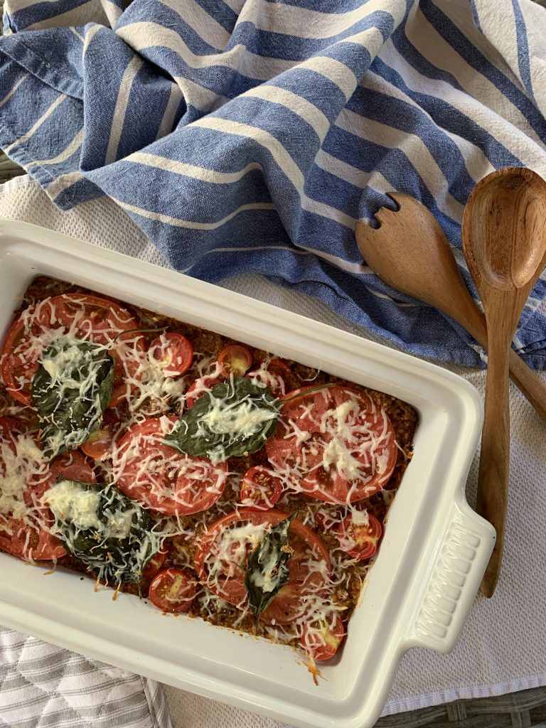 easy caprese quinoa bake