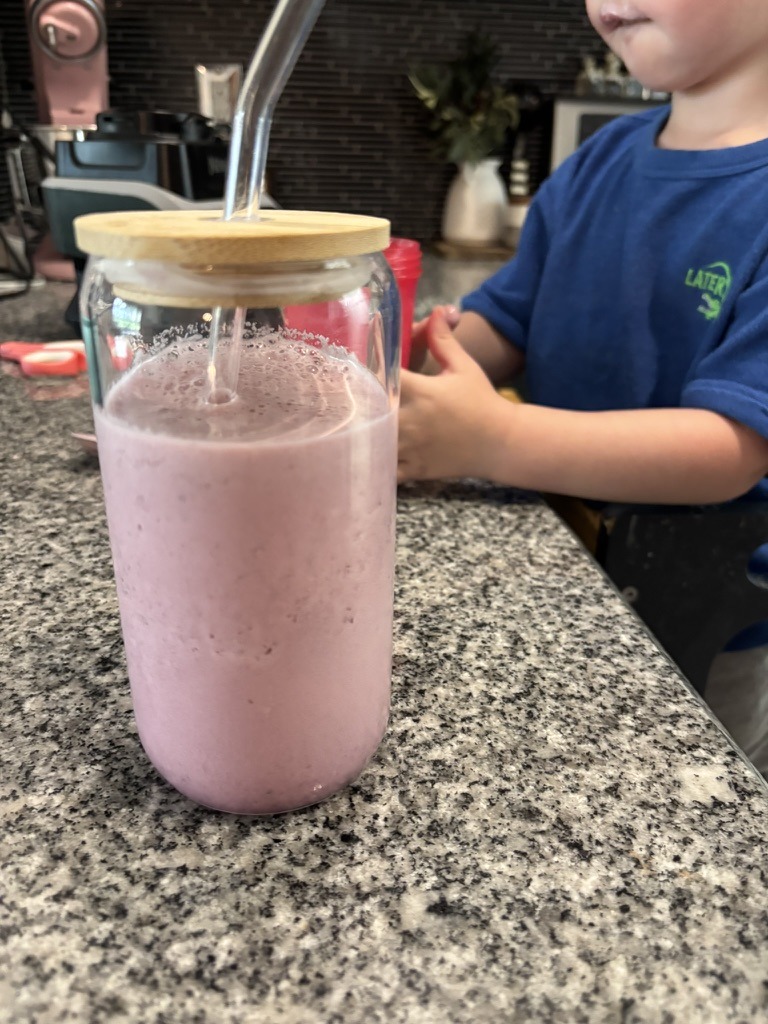 making a smoothie with beef protein powder